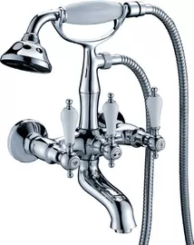 China Classic Wall Mounted Two Hole Bathroom Faucet Mixer Taps , Telephone Hand Shower supplier