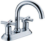 Chrome Polished Basin Mixer Faucet with Two Handles for Bathtub , European Style