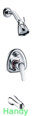 China Single Handle Brass Wall Mount Bathroom Sink Faucet / Three Holes Bathtub Mixer Tap supplier