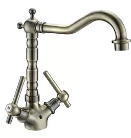 China Bronze Classic Kitchen Sink Water Faucet , Antique Two Handle Industrial Sink Taps supplier
