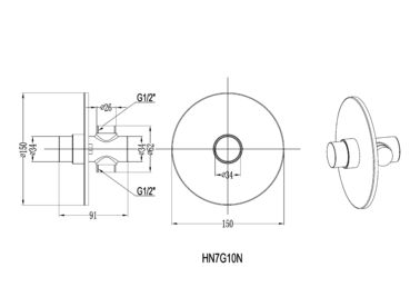 Concealed Shower Self Closing Valve, Brass Construction, Polished Chrome