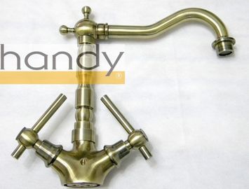 Bronze Classic Kitchen Sink Water Faucet , Antique Two Handle Industrial Sink Taps