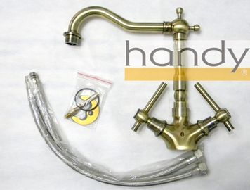Bronze Classic Kitchen Sink Water Faucet , Antique Two Handle Industrial Sink Taps