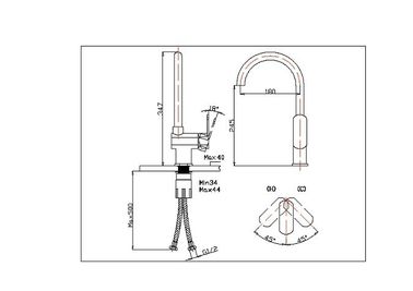 Deck Mounted Kitchen Sink Water Faucet with Single Lever , Brass Chrome Plated Mixer Taps