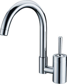 Single Hole Chrome Kitchen Sink Water Faucet / High Arc Purity Brass Home Kitchen Tap