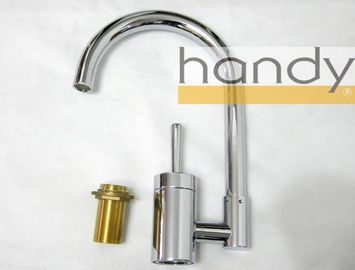 Single Hole Chrome Kitchen Sink Water Faucet / High Arc Purity Brass Home Kitchen Tap