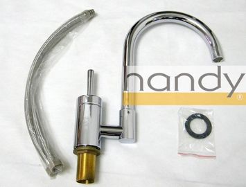 Single Hole Chrome Kitchen Sink Water Faucet / High Arc Purity Brass Home Kitchen Tap