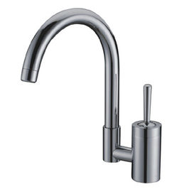 Single Hole Chrome Kitchen Sink Water Faucet / High Arc Purity Brass Home Kitchen Tap