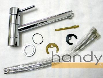 Deck Mounted Kitchen Sink Water Faucet Chrome Plated Mixer Taps with Single Handle