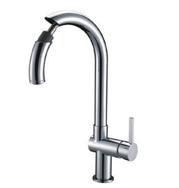 1 Hole Chrome Kitchen Sink Water Faucet Ceramic Kitchen Tap with Pull Out Spray