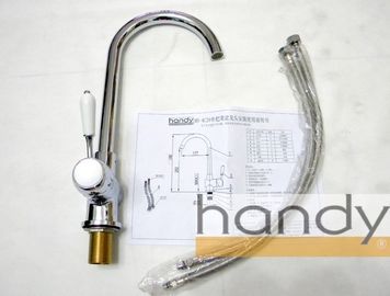 One Handle Chrome Plated Kitchen Sink Water Faucet , Deck Mounted Mixer Taps