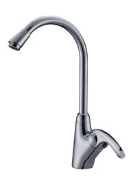 Polished Single Lever Mixer Taps , Brass Ceramic Kitchen Sink Water Faucet with One Hole