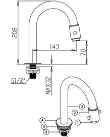 Polished Chrome Kitchen Sink Water Faucet Ceramic with Rotated Switch HN-5C24