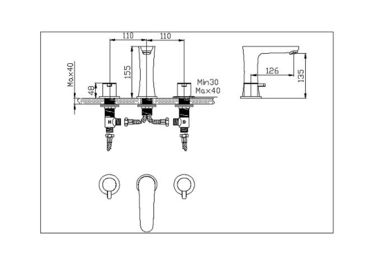 Contemporary Three Hole Bathroom Sink Faucet Brass Chrome Plated Commercial Faucet