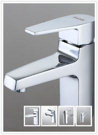 Square Chrome Polished Basin Mixer Faucets / Single Lever Basin Mixer Tap HN-3A65