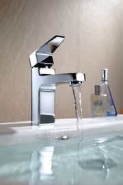 Square Chrome Polished Basin Mixer Faucets / Single Lever Basin Mixer Tap HN-3A65