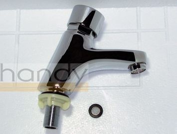 Polished Chrome Self Closing Faucet Brass Mixer Taps with CE , 0.05MPa - 0.9MPa