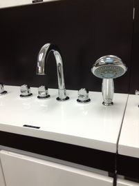Ceramic Deck Mount Tub Faucet Brass Polished Chrome Bathtub Mixer Tap for Bathroom