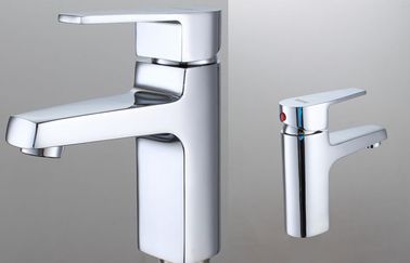 Square Basin Faucets with Ceramic Cartridge , Single Hole Deck Mounted Bathtub Taps