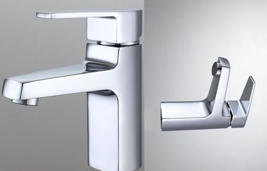 Square Basin Faucets with Ceramic Cartridge , Single Hole Deck Mounted Bathtub Taps