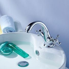 Chrome plated Basin Faucet with Ceramic valve core, Cross Handles