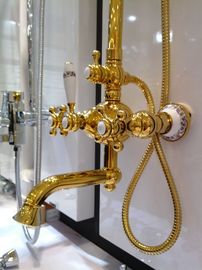 Golden color electric - plating Brass Wall Mount Bathroom Sink Faucet