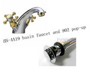 Golden color handle and spout Brass Basin Faucet With POP-UP