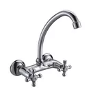 2 Holes Wall Mounted Kitchen Sink Water Faucet Polished Chrome Finishing