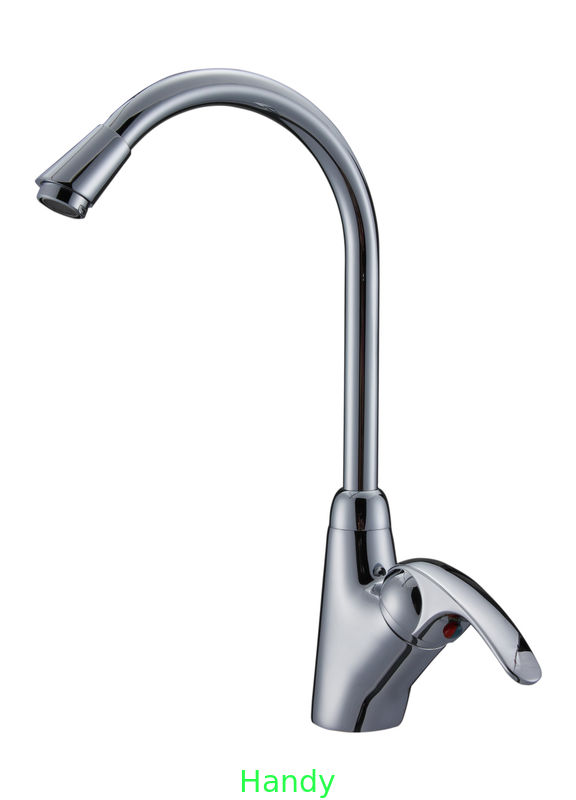 Polished Single Lever Mixer Taps , Brass Ceramic Kitchen Sink Water Faucet with One Hole