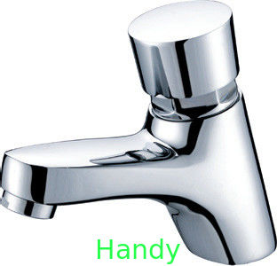 Polished Chrome Self Closing Faucet Brass Mixer Taps with CE , 0.05MPa - 0.9MPa