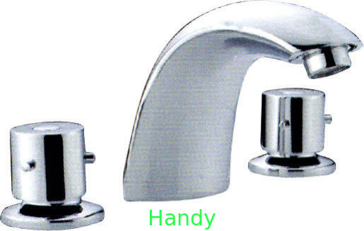 Polished Chrome Deck Mount Tub Faucet Bathtub Mixer Taps with Bubbler Outlet , HN-3B13