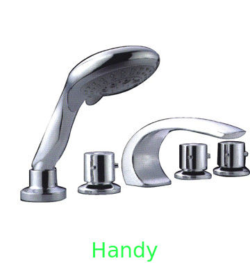 Water Saving Five hole Brass Deck Mount Tub Faucet / 3 Handle Switch Mixer Tap for Home