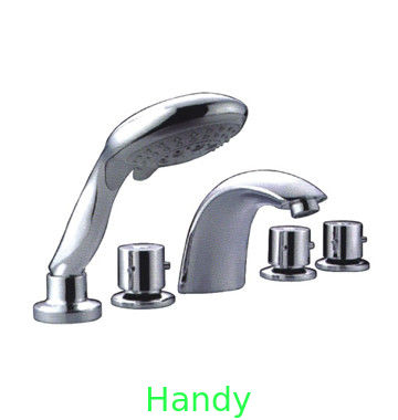 Contemporary Three Handle Deck Mount Tub Faucet Ceramic Valve Core with 5 Holes