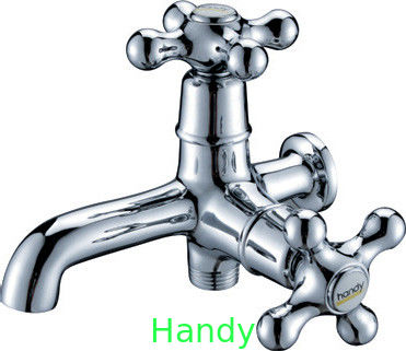 Brass Chrome Plated Single Cold Water Taps with Double Handles for Mop Pool , HN-5F01