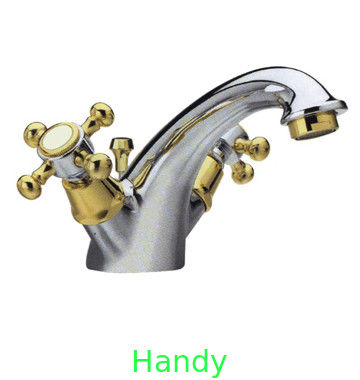 Golden color handle and spout Brass Basin Faucet With POP-UP