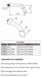 Single Hole Wall Mounted Kitchen Taps 0.05 - 0.9MPA , Brass Button Rotating Switch Taps supplier